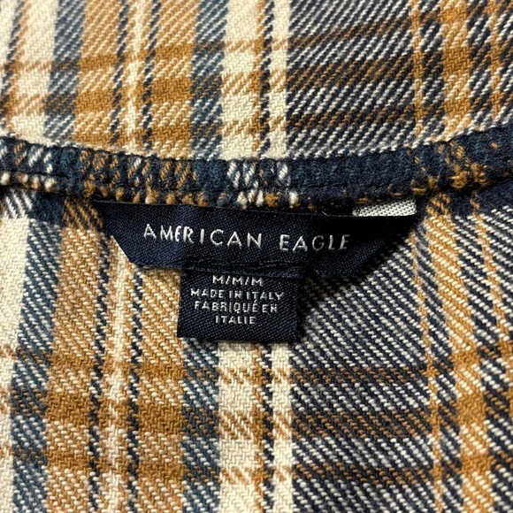 American Eagle Women's Brown Tan Plaid Jumper Dress Pockets Wide Straps Sz M - Picture 4 of 10